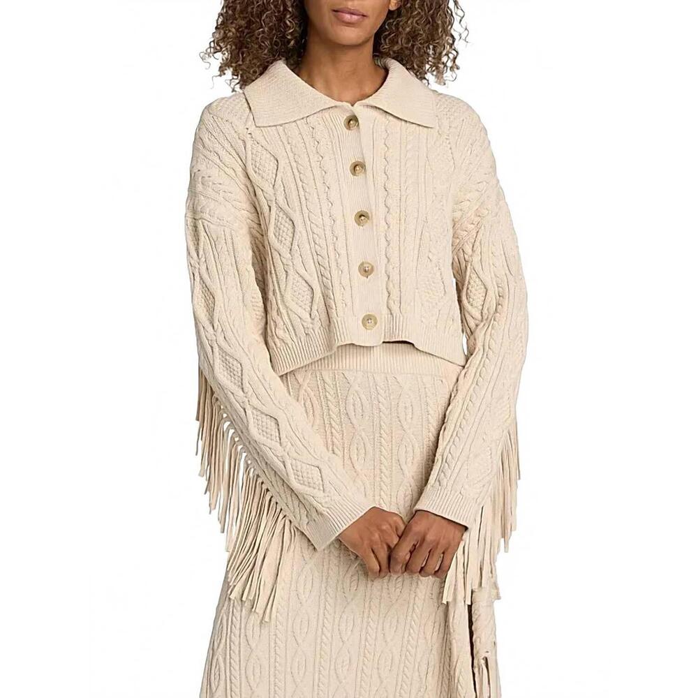 NEW SIMKHAI virginia cropped cardigan in beige